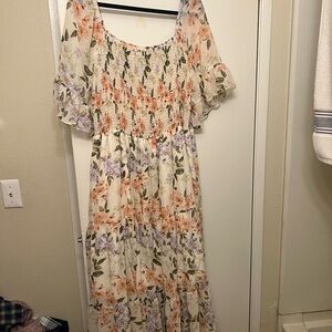 SHEIN Cream Floral Maxi Dress